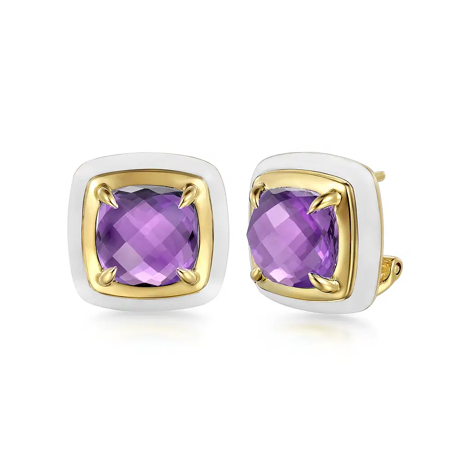 Enamel—14K-Yellow-Gold-Amethyst-Earrings-with-White-Enamel~EG14949E9Y4JAM-1