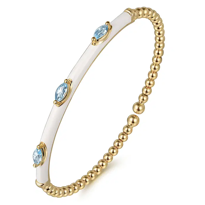 Enamel—14K-Yellow-Gold-Bujukan-Blue-Topaz-Split-Bangle-with-White-Enamel~BG4968E9Y4JBT-2