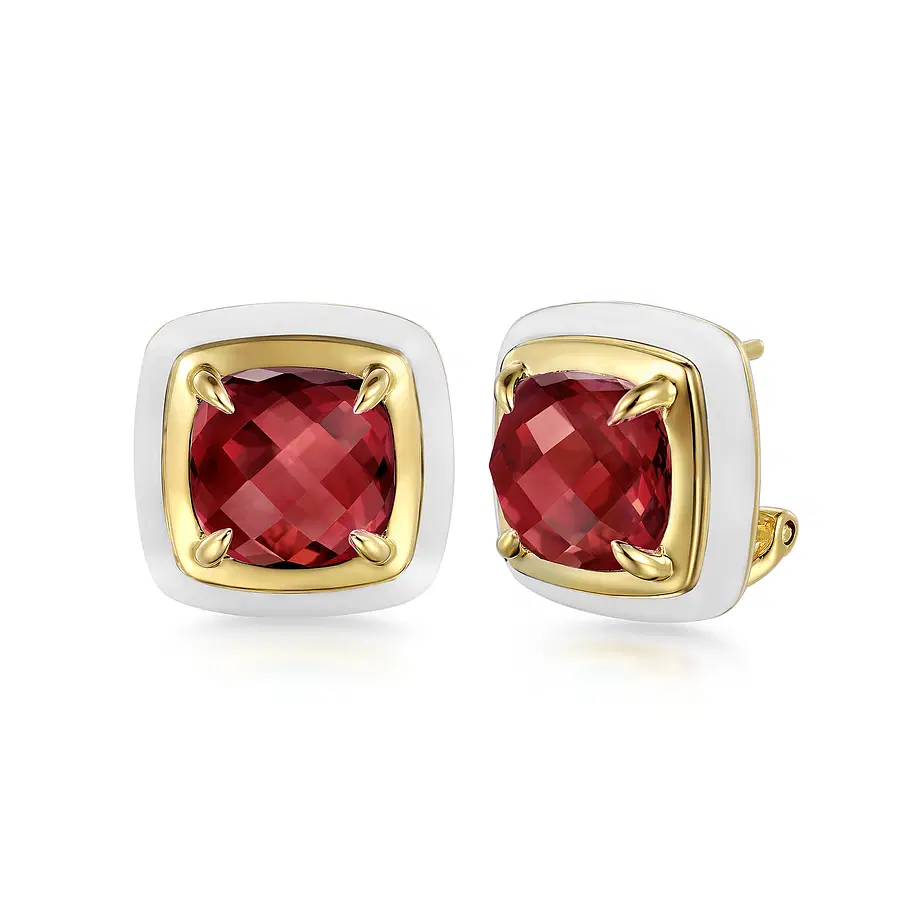 Enamel—14K-Yellow-Gold-Garnet-Earrings-with-White-Enamel~EG14949E9Y4JGN-1