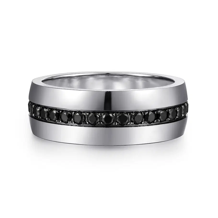 Xavier—14K-White-Gold-and-Black-Diamond-Men-s-Band-in-High-Polished-Finish~MR15671W4JBD-1